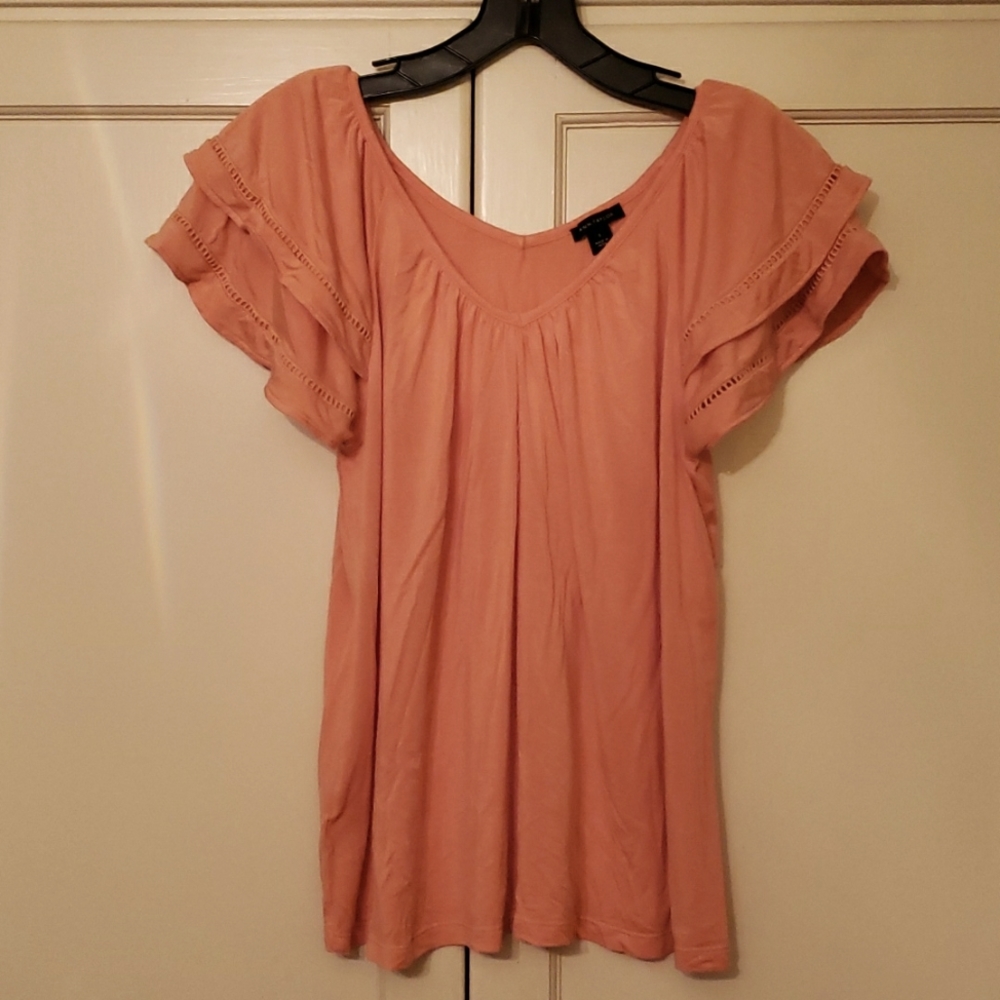 Ann Taylor casual top shirt with ruffle short sleeves